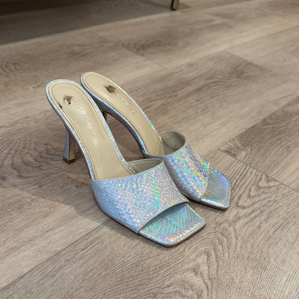 Marc Fisher Silver Holographic Heels